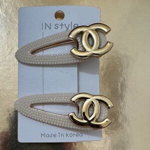 Gold and Cream Hair Clips